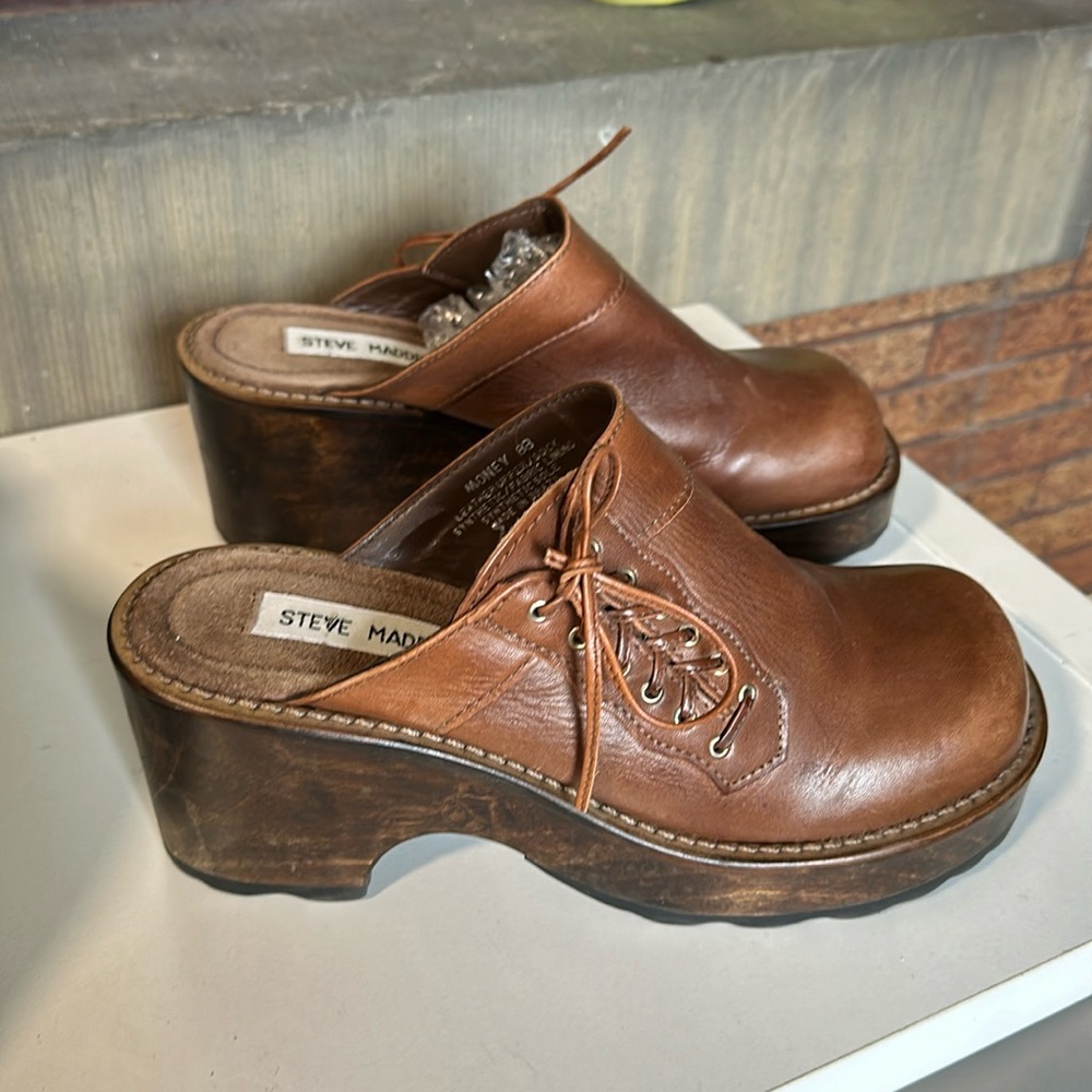 Vintage Steve Madden Brown Leather Clogs
